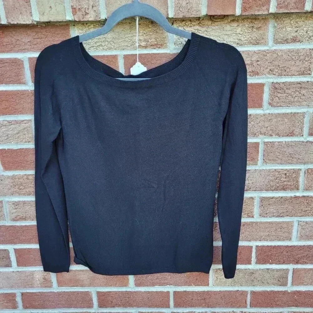 Vintage Talbots Sweater Women's Size Small Black Made in USA of Italian Yarn